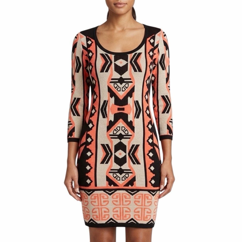 Luv Elegant Dress Multicolor Geometric Print Size M‎